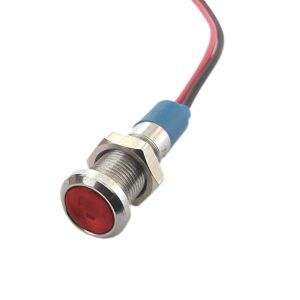 KONTROLKA LED 8MM 12V METALOWA CZERWONA