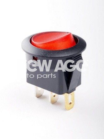 Wyłącznik podświetlany okrągły czerwony12V 20A
