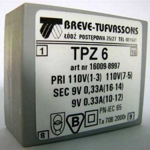 Transformator TPZ 6/D 110/9-9V